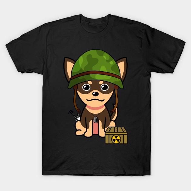 Funny small dog is a soldier T-Shirt by Pet Station